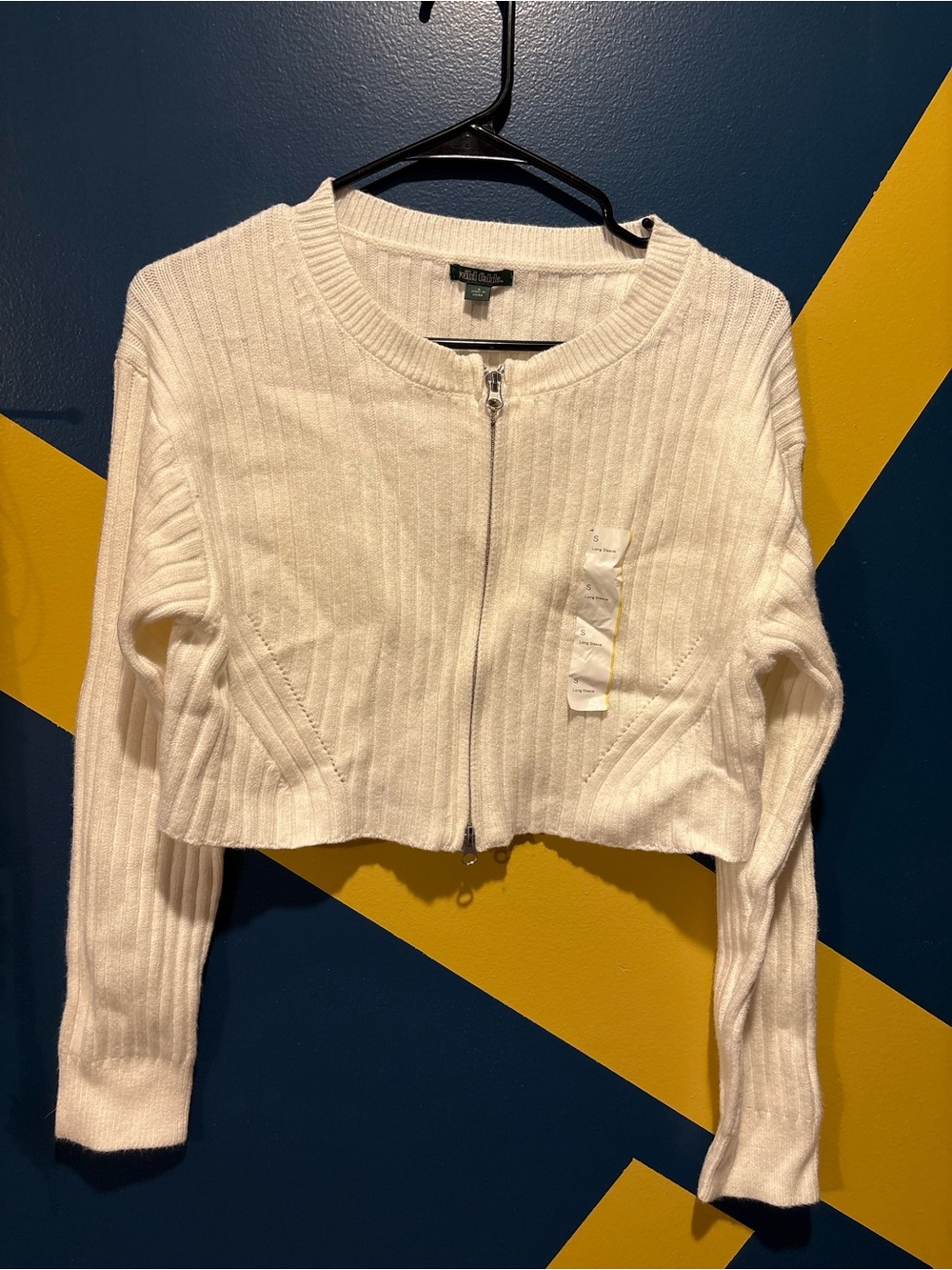 Wild Fable White Ribbed Soft Touch Cropped Cardigan NWT
